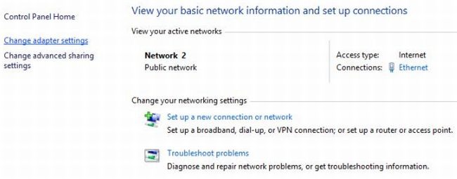 Click on adapter settings